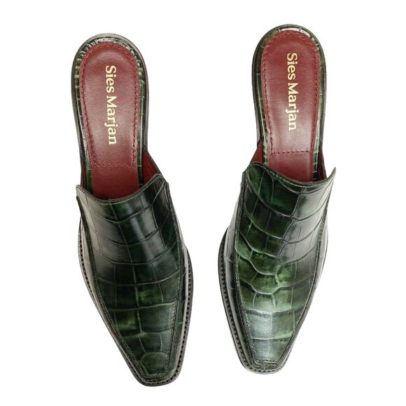 SIES MARJAN Heeled Mules Kaya Embossed Croco Mule Leather Italian Designer NIB - Picture 3 of 10
